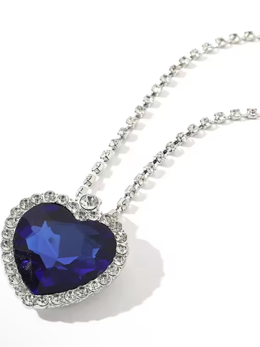 Anthropologie Silver Necklace with Royal Blue Heart Pendant - Picture 4 of 6